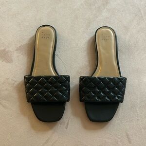 Black Quilted Slides